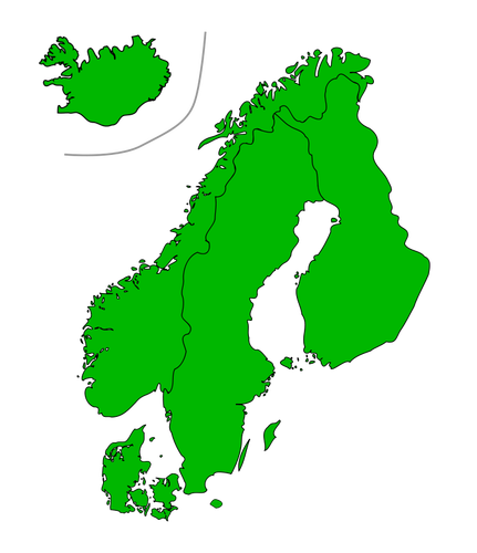 İskandinavya harita vektör